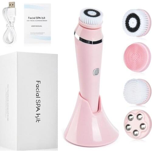 New Electric Safe 4-in-1 Multi-function Face Beauty Device Facial Cleansing Brush Skin Care Massager for Home Travel