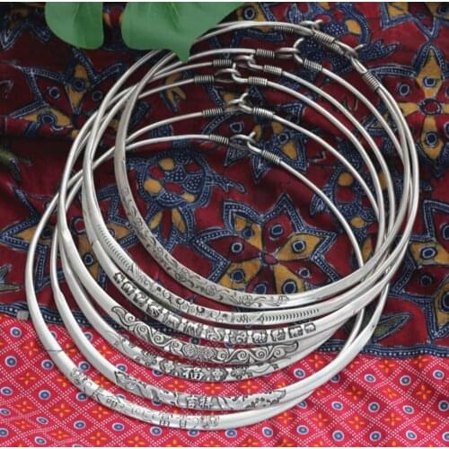 Multi style engraved individual Miao silver mens and womens national style fashionable Handmade Large collar necklace