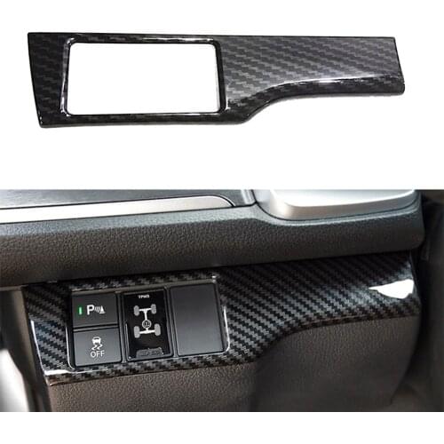 Carbon Fiber ABS Style Headlight Switch Button Cover Trim For Honda Civic 10th X 2016 2017 2018 2019 2020