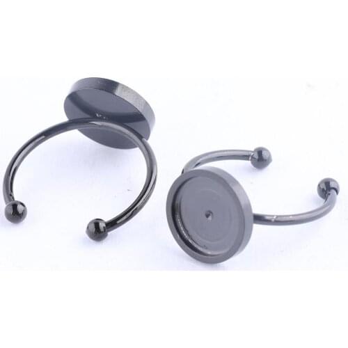 Onwear 10pcs Gold Plated Black Stainless Steel Cabochon Ring Base Blanks Diy 10mm Round Setting Blanks For Jewelry Making