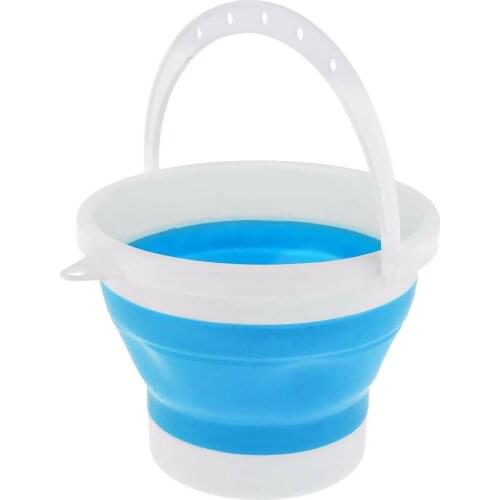Outdoor RV Folding Silicone Collapsible Bucket Boats Camping Caravan Hiking Fishing Wash Up Bowl Blue