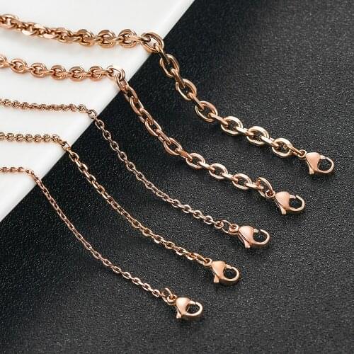 Width1.6/2/2.4/3/4/5mm Fashion Rose Gold Tone Stainless Steel Women Men Cuban Chain Oval Necklace High Quality Classic Jewelry