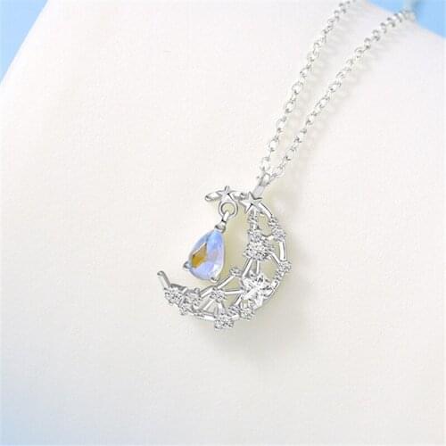 925 Sterling Silver Moonstone Moon Charm Necklaces & Pendants Choke For Women Christmas Gifts Jewelry dz083