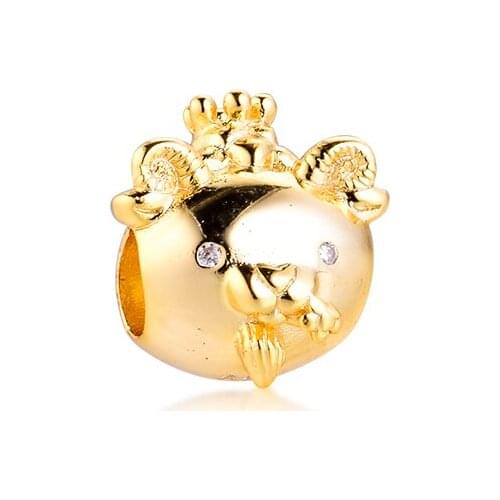 Fits for Pandora Charms Bracelets Shine Goat Beads 100% 925 Sterling Silver Jewelry Free Shipping