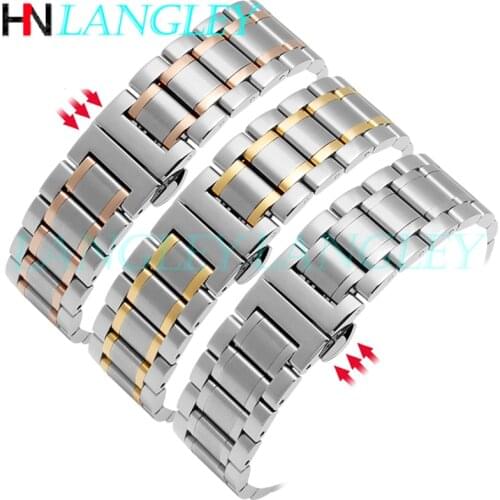 Stainless Steel Watch Band 12/13/14/15/16/17/18/19/20/21/22/23/24 Mm Width Strap Bracelet Replacement Curved End
