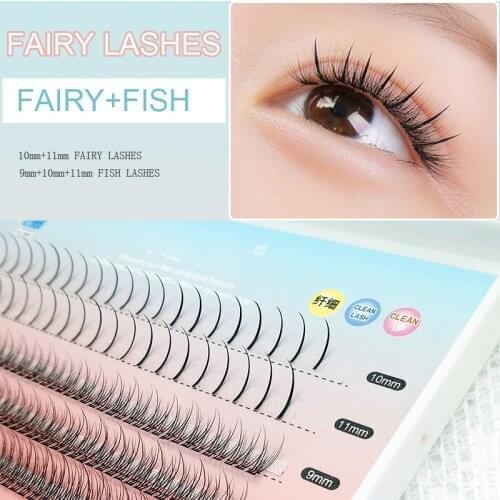 Fish + A/M Shape Fairy Angel Eyelash Individual False Mink Magic Eyelash, AA shape lash extension Cilia lash