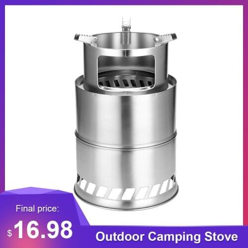 Outdoor Camping Equipment Cross Border Windproof Wood Stove Cooking Stainless Steel Detachable Furnace Picnic Gas Burner Stove