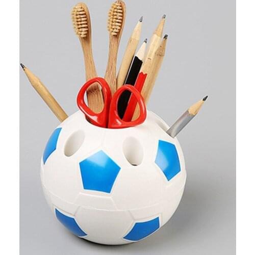 Unique Soccer Style Pen Pencil Holder Soccer Shaped Pen Container Brush Scissor Holder Desk Organizer Decoration for Kid