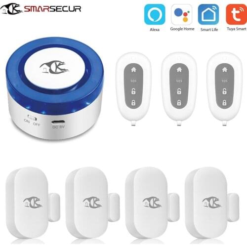 Tuya WiFi alarm system siren smart life app control Door compatible with Alexa Google home IP camera
