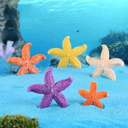 10PCS Colorful Starfish Figurines Terrarium Miniature Fairy Garden Aquarium Decor Mini Resin Craft Ornaments