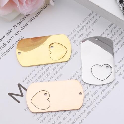 100% Stainless Steel Heart Puzzle Dogtags Blank For Engrave Rose Gold/Gold/Silver Color Metal Tag Mirror Polished 10pcs