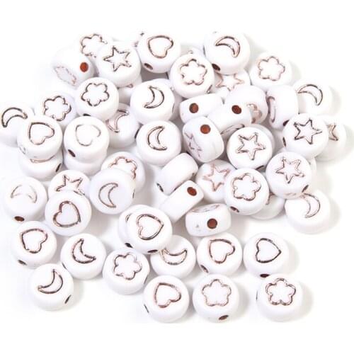 100Pcs/Lot 7mm Acrylic Beads Plating Rose Gold Color Round Flat Spacer For Bracelet Necklace Jewelry DIY Accessories