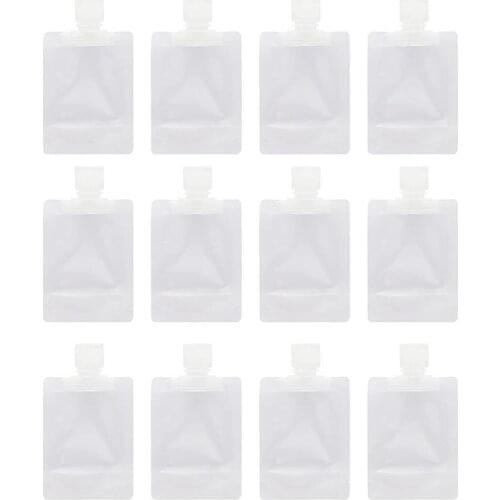 12 Pcs Stand-Up Empty Packaging Bags Portable Travel Liquid Clear Plastic Empty Packaging Bag Perfume Bottle Spray Bottle Gloss