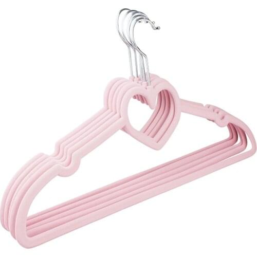 20 pcs/lot 42cm Heart Type Flocking Hangers Anti-skid Velvet Hanger for Womens Garment Wardrobe Space Saving
