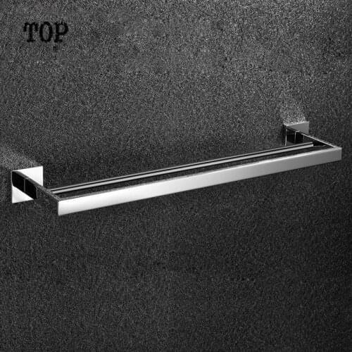 2014 Hot Sale Rushed ,solid Made, Chrome Finished,bathroom Products,bathroom Accessories Double Towel Bar (60cm),towel Holder