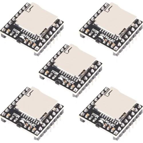 5pcs YX5200 DFPlayer Mini MP3 Player Module MP3 Voice Decode Board Supporting TF Card U-Disk IO/Serial Port/AD for Arduino UNO