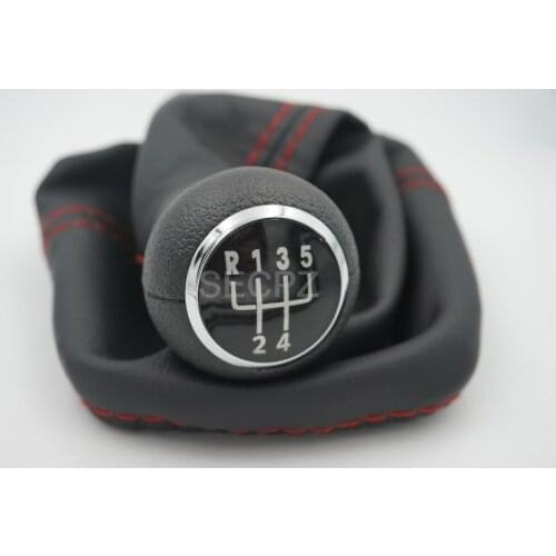 5 Speed Gear Shift Knob with COVER GAITOR BOOT black Base Surround With Red Line For VW Golf 3 MK3 92-98/T4 91-04/Vento 92-98