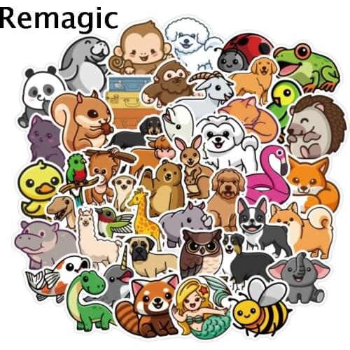 50pcs Lovely Animals Anime Children Scrapbooking Stickers Waterproof PVC Skateboard Guitar Suitcase Funny Graffiti Kid Classic