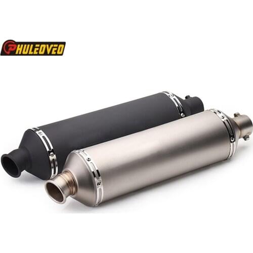 PHULEOVEO New ID:51mm L:560mm Oval Motorcycle Exhaust Muffler Escape Black Universal Motorbike Muffler Exhaust DB Killer Baffle
