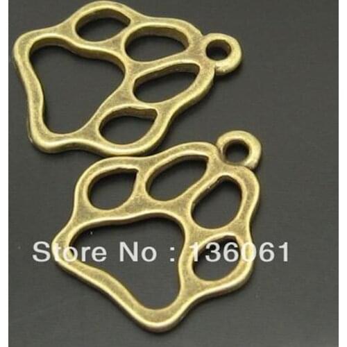 Antique Silver Bronze Hollow Dog Paw Print Footprint Charms Pendants For Necklace Jewelry Findings Bracelets Gift 10PCS 17x17mm