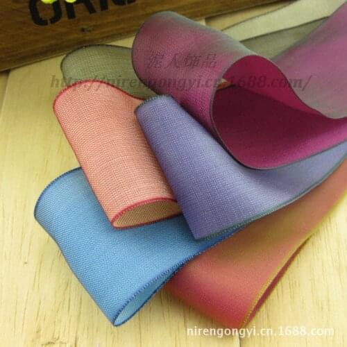 38mm Symphony Satin Ribbon DIY Polyester twin color Ribbon DIY Manual baby Hair accessories material grosgrain ribbon 5M/Lot