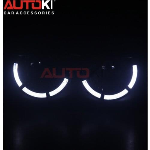 AUTOKI 2018 New LED angel eyes Polo Sport + metal Super H1 3.0 inch Bi-xenon Projectors headlight lens for H4 H7 9005 9006