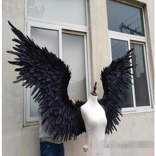 Large Gray Black Feather Fairy Angel Wings Dance Party Wear Halloween Costume Stage Show Performance Props Cosplay Party