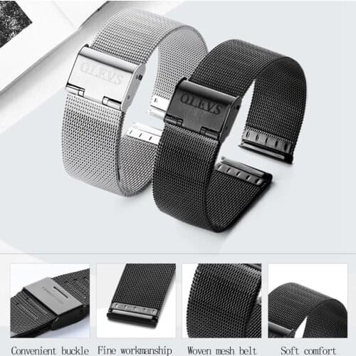 OLEVS Brand High Quality Men And Women Mesh Steel Watch Strap With Fashion Style Content Gold /Black / Silver