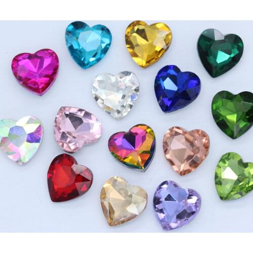 20p 18mm Heart color pointed foiled back strass stone faceted crystal glass rhinestones Diamante Kids Toy jewelry making beads