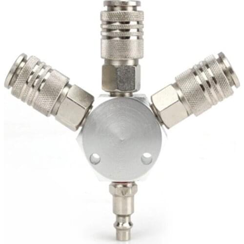 3-WAY MANIFOLD Quick Coupler 1/4''NPT Connector Air Hose Coupling Pneumatic Tools European American Universal Style