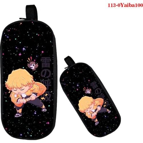 Pencil Case 3D Anime Kimetsu No Yaiba School Supplies Teenager Makeup Case Make Up Box Cosmetic Case Zipper Storage Pencil Bags