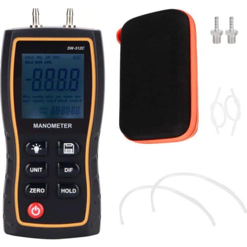 SW512C SNDWAY Digital Manometer Air Pressure Gauge Handheld Digital Differential Natural Gas Pressure Meter Measurement Dropship