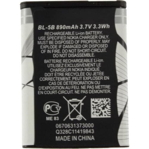 GTF 3.7V 890mAh BL 5B BL5B Batterie forNokia N90 3230 5300 5070 6121 6080 phone Battery rechargeable Batteries