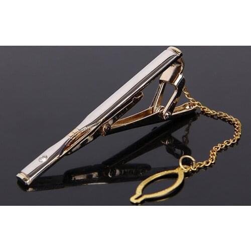 I-Remiel New Fashion Enamel Brooch Gold Metal Tie Clip for Mens Ties with Chain Cheap Clips Mens Shirt Collar Pins