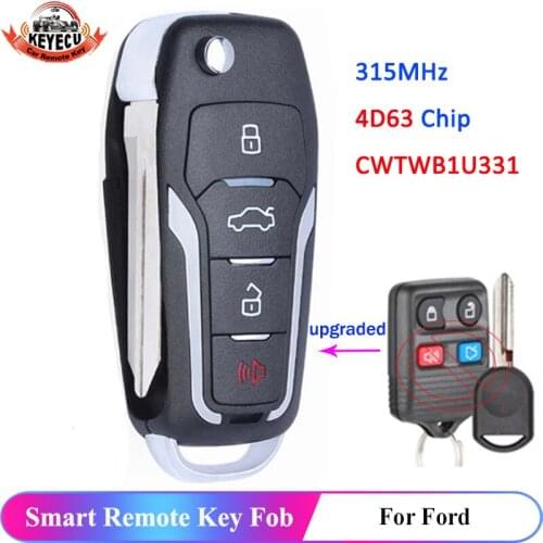 KEYECU Upgraded Flip Remote Key Fob 315MHz 4D63 for Ford Lincoln Mercury - CWTWB1U331