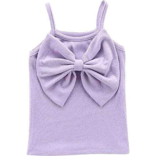 Girls Summer Tanks Cotton Vest Pure Color Big Bowknot Kids Camisole Children Tops Baby Singlet Girls Undershirts Teenager