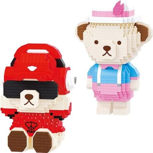 Balody Mini Blocks Cartoon Bear Model Building Toys Educational Intelligence Bricks for Kids Birthday Present Girl Gift 18253