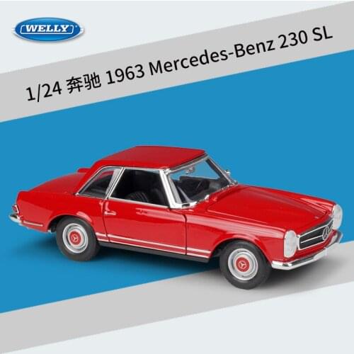 Welly Diecase 1:24 M B 1963 230 SL Red White Black High Simulation Vehicle Alloy Metal Model Car