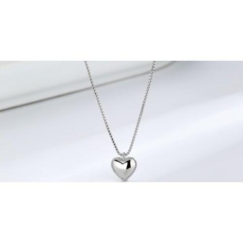 Fashion Statement Bijoux 925 Silver color Love Shaped Pendant Necklace for Women Wedding Gift Clavicle Chain Choker Collares