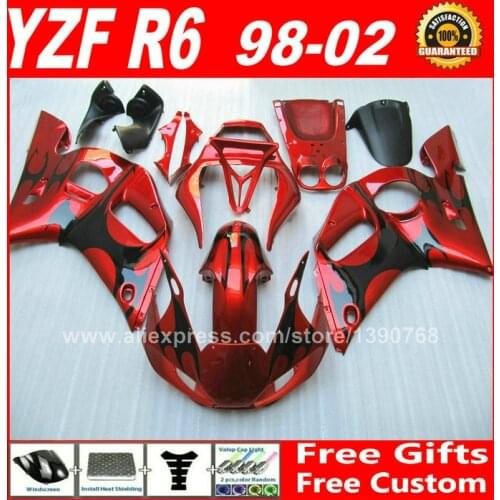 Fairing kit for YAMAHA R6 1998 - 2002 1999 2000 2001 red black plastic parts 98 99 00 01 02 fairings kits H6S2