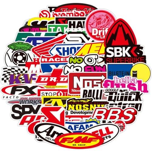50pcs Jdm Racing Car Modification logo Stickers For Helmet Motorcycle Bicycle Motor Suitcase Laptop Trolley Stickers aesthetic