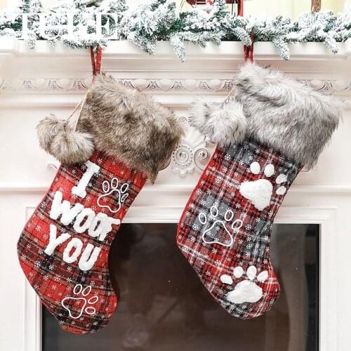 New Year Christmas Stocking Sack Xmas Gift Candy Bag Christmas Decorations for Home Navidad Sock Christmas Tree Decorations