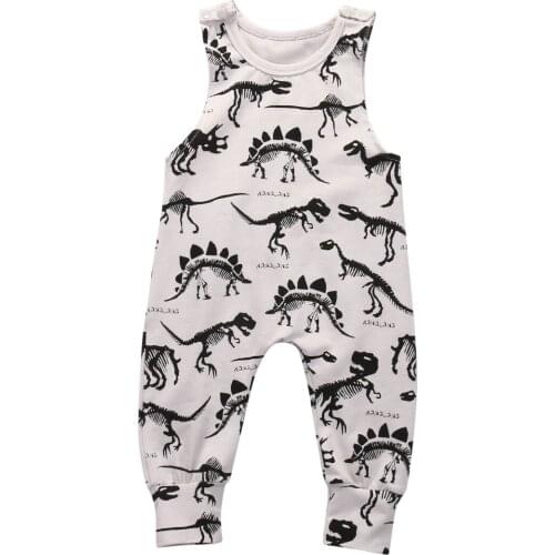 Newborn Baby Dinosaur Clothes Infant Baby Girls Sleeveless Cotton Jumpsuit Romper Outfits 0-18M