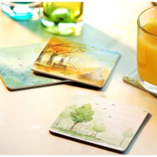 CFen As 1pc High Quality Wood Coasters drink Cup Mat placemat Coasters Holder Pad Tea coffee drink Coasters hand painted