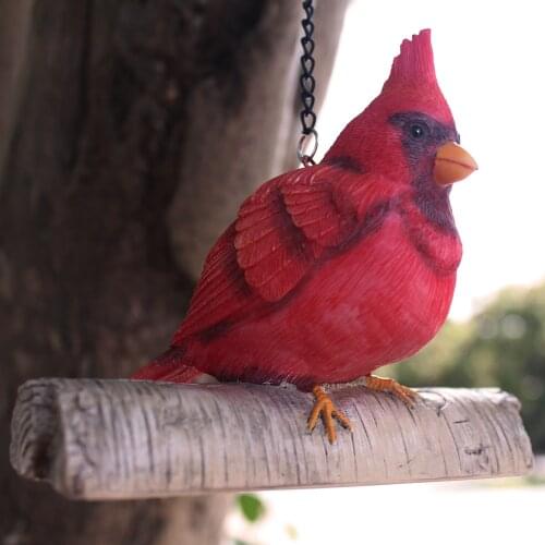 Hanging Ornament Cartoon Bird Decorative Resin Pendants Wind Chime for Living Room Bedroom Office Garden Red