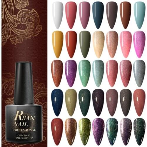 RBAN NAIL 8ml Color UV Gel Holographic Glitter Sequins Semi Permanent Soak Off Nail Art Gel Polish Varnish Manicure Design