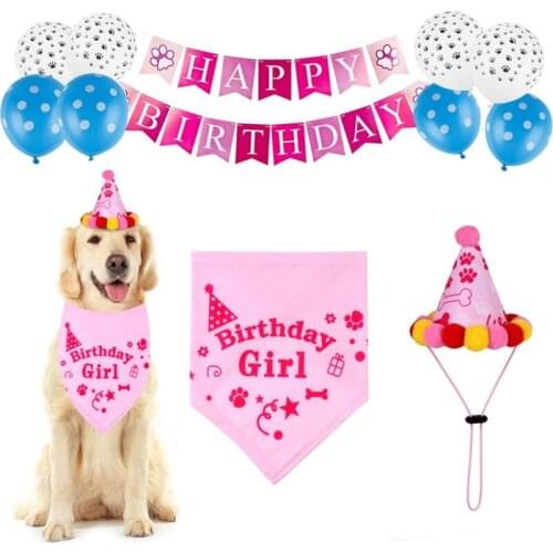 Handmade Adjustable Pet Birthday Party Decor Cat Dog Scarf Hat Collar Banner Accessories For DIY Pet Party Supplies