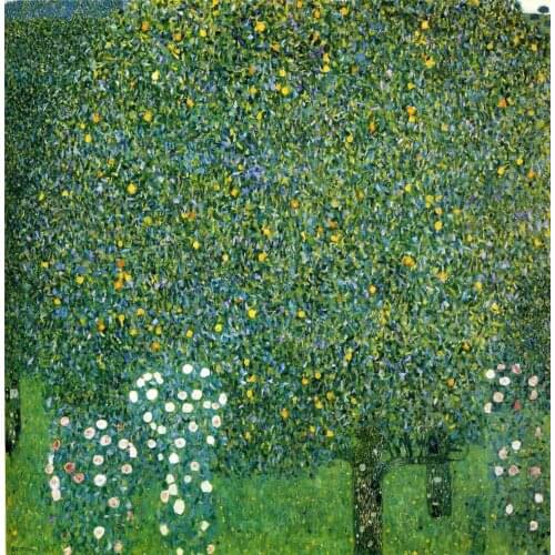 Handmade oil painting reproduction Roses under the Trees by Gustav Klimt