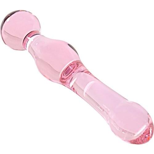 Pink fine glass anal plug toys hot and cold can be used butt plug sexo anal beads toys prostate massage sex toys for woman