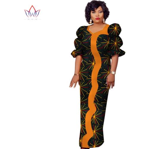 Made in China Fashion African Dresses for Women Dashiki Plus Size African Clothes Bazin Riche Straight Party Dress WY2539